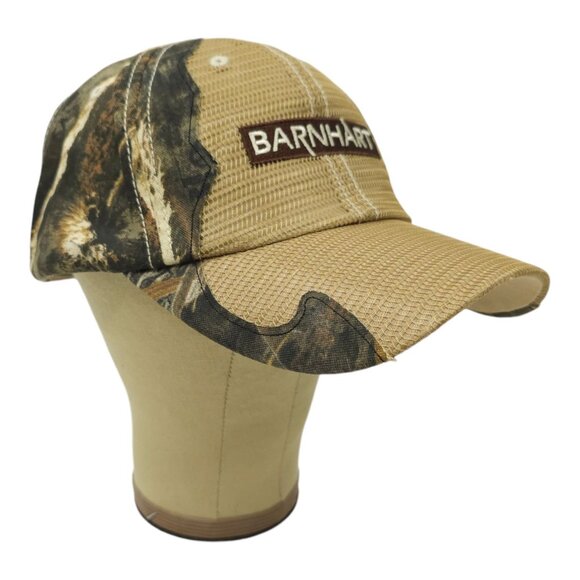 Barnhart Mesh Strapback Cap Tan Camo Curved Brim Hunter Trucker Baseball Hat - Picture 2 of 13